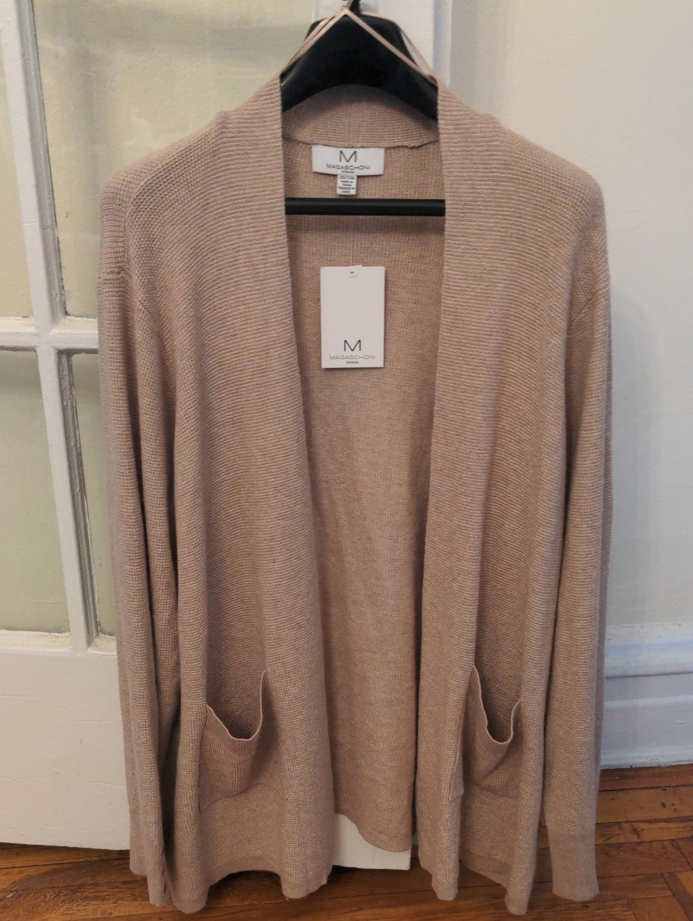 Magaschoni Open-Front Long Cardigan,  Taupe, Beige, 2x/TTG, Soft